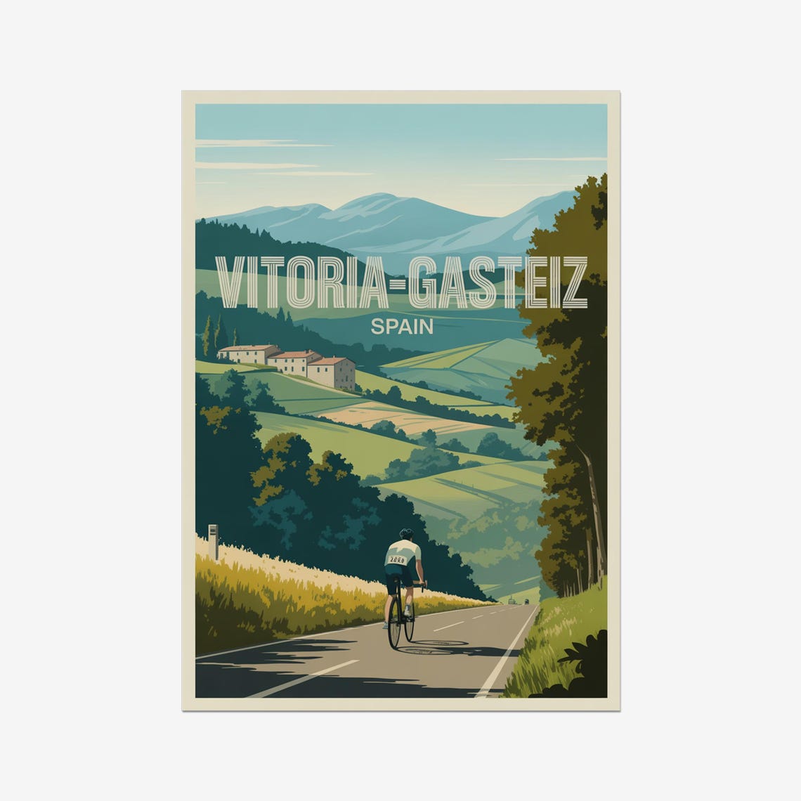 Vitoria-Gasteiz Spain Country Road Cyclist Vintage Triathlon Poster