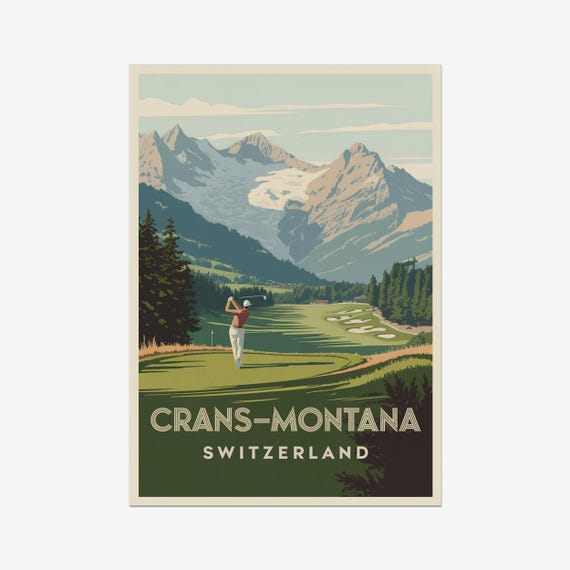 Cransmontana Golf Vintage Poster Switzerland Retro