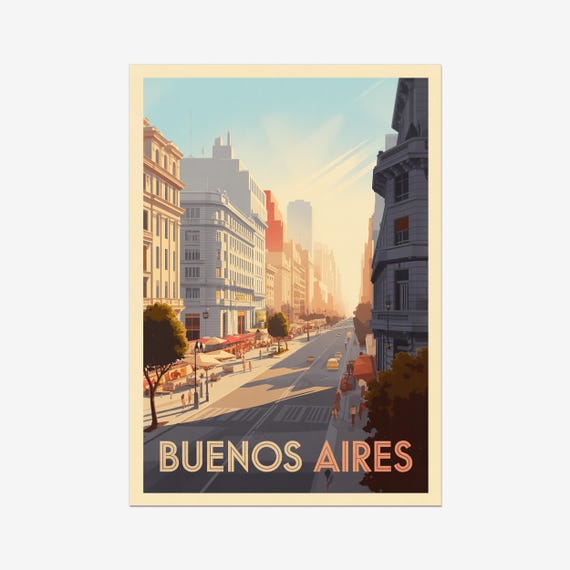 Buenos Aires Vintage Travel Poster Argentina