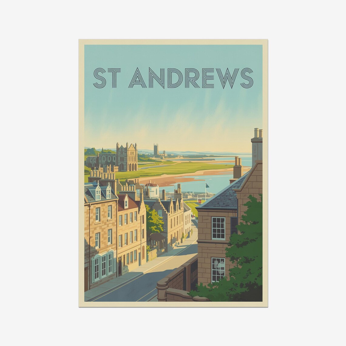 St Andrews Vintage Travel Poster, UK Travel Poster