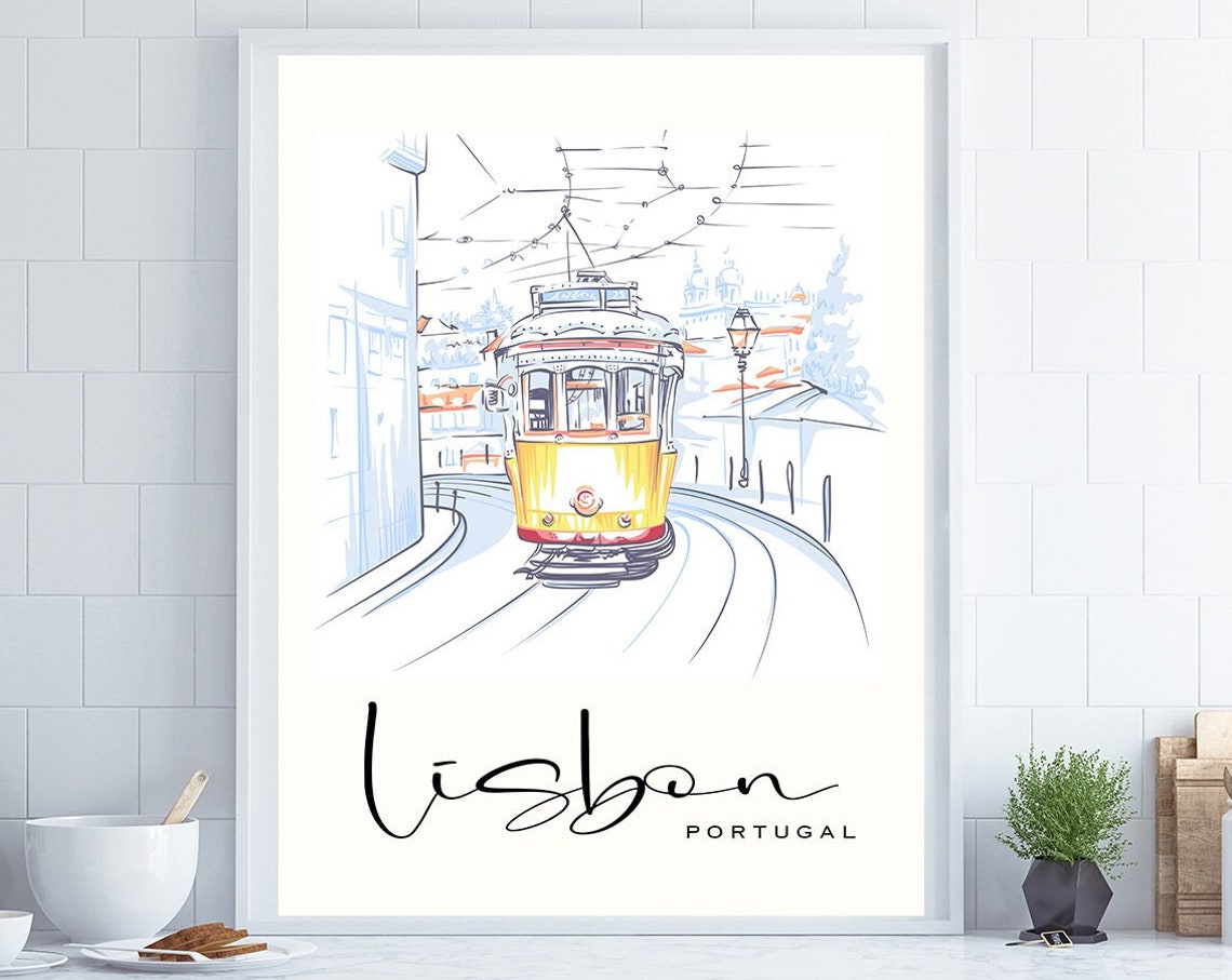 Lisbon Poster Lisbon Wall Art Lisbon Tram Art Portugal Wall Art Lisbon Portugal Travel Poster Romantic Wall Art Travel Gallery Art
