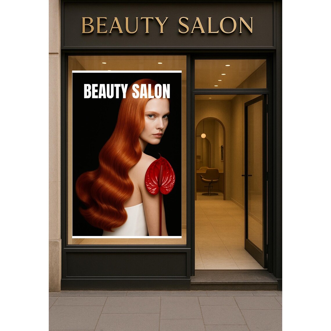 Beauty Salon Redhead Woman Elegant Studio Decorative Poster Art