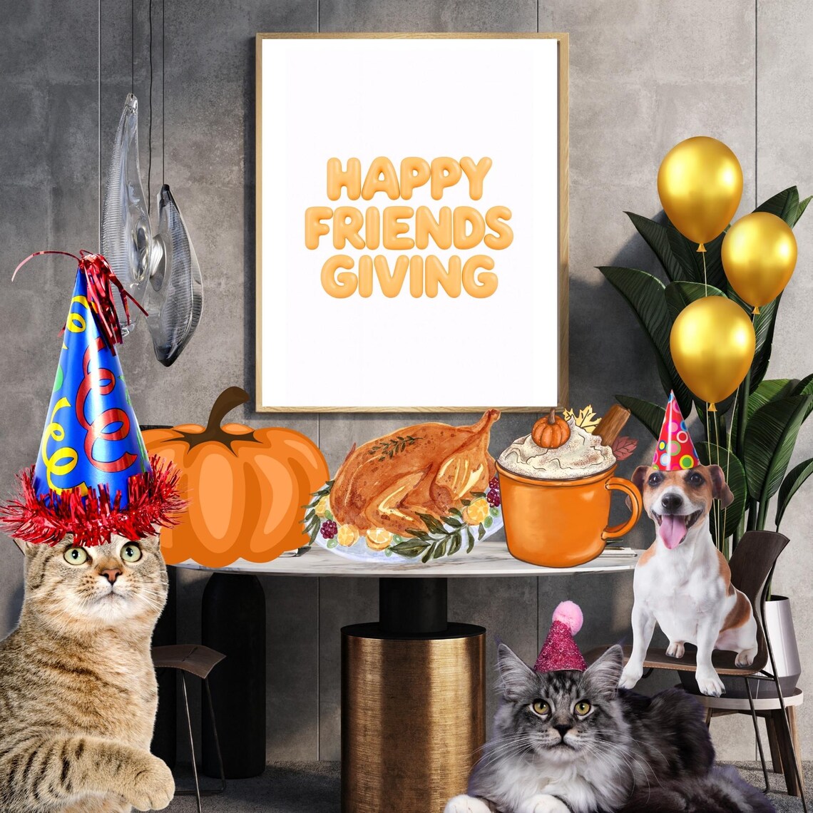 Happy Friendsgiving Party Sign, Thanksgiving Decor