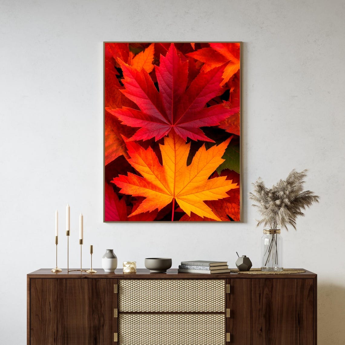 Bold Red Maple Leaf Autumn Fall Colors Nature Photography Poster