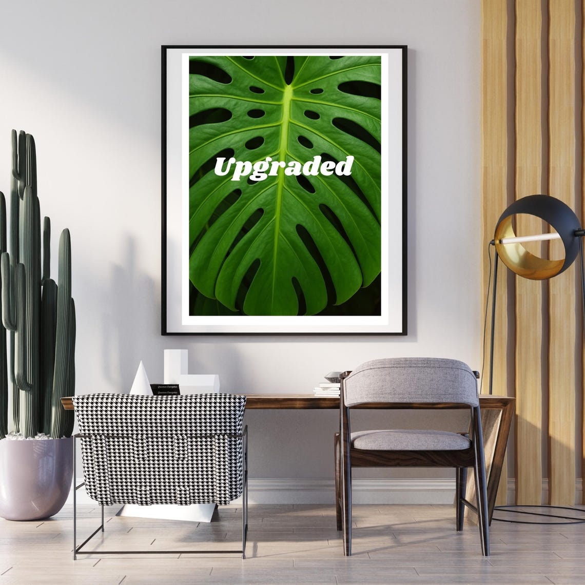 Monstera Leaf Upgraded Bold Typography Office Botanical Wall Art