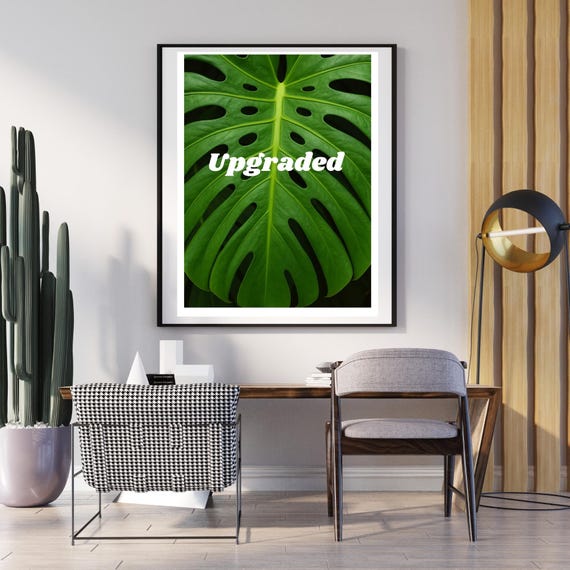 Office Botanical Print Monstera Leaf Care Guide Indoor Plant Lover Wall Art Tropical Green