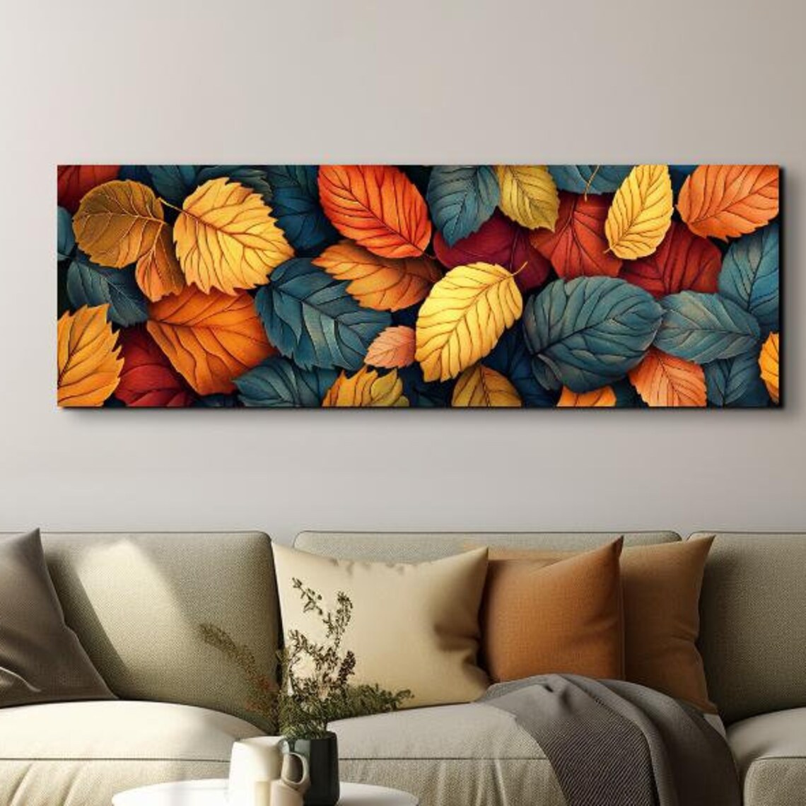 Fall Rustic Leaves Landscape, Halloween Decor