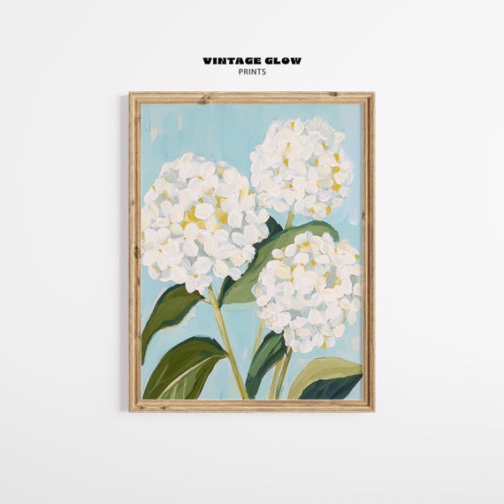 Modern Southern Floral Wall Art Feminine Botanical Light White Flower Arrangement Decor V164
