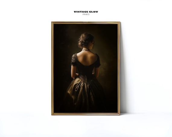Chiaroscuro Woman Dark Dress Moody Portrait Oil Style Art Poster