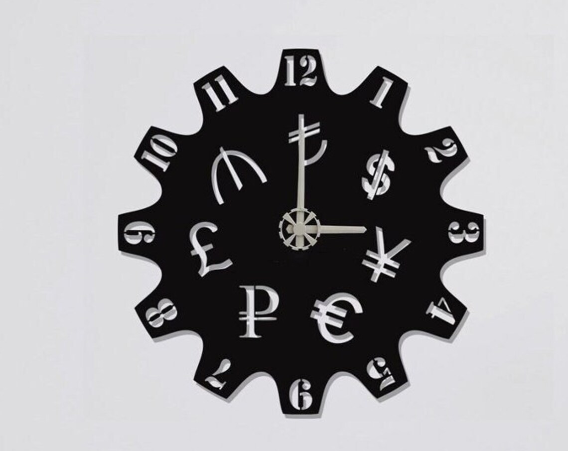 Monetary Wall Clock, Minimalist Modern Clock