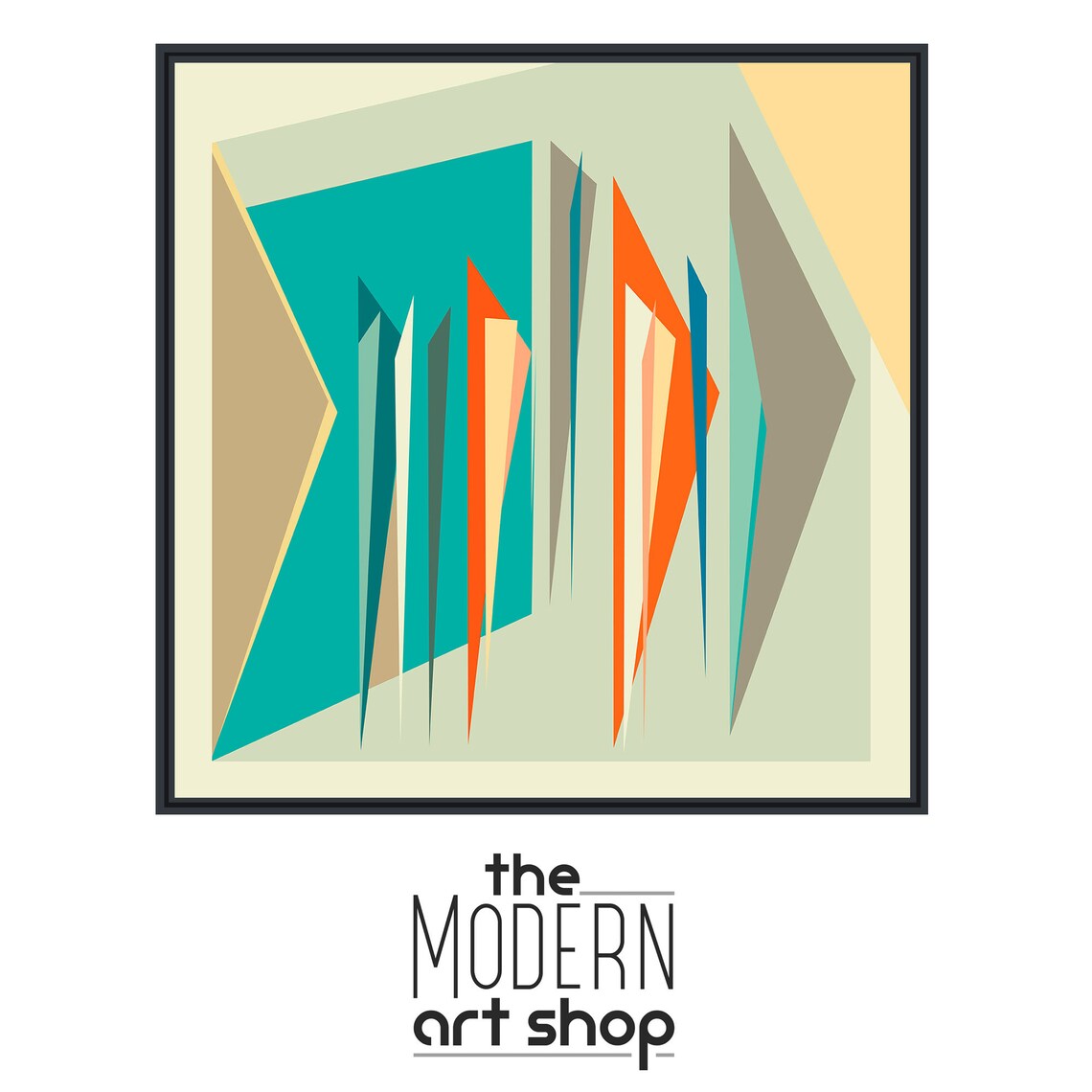 Mid-Century Abstract Geometric Square Art Print - Image 4