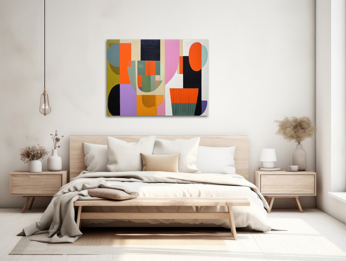 Large Mid Century Wall Art Framed Print Midcentury Modern Abstract Painting Extra Large Geometric Artwork Charmed - Image 2