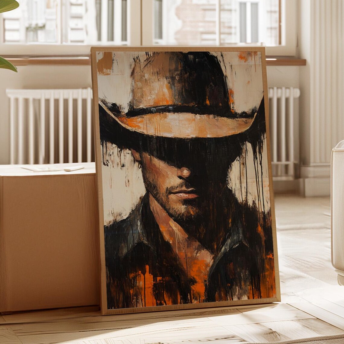 Western Cowboy Art Print, Rustic Country Decor