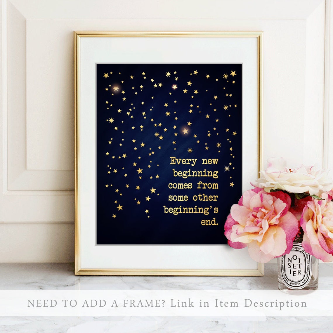Seneca New Beginning Quote Gold Foil Starry Night Farewell Wall Poster - Image 2