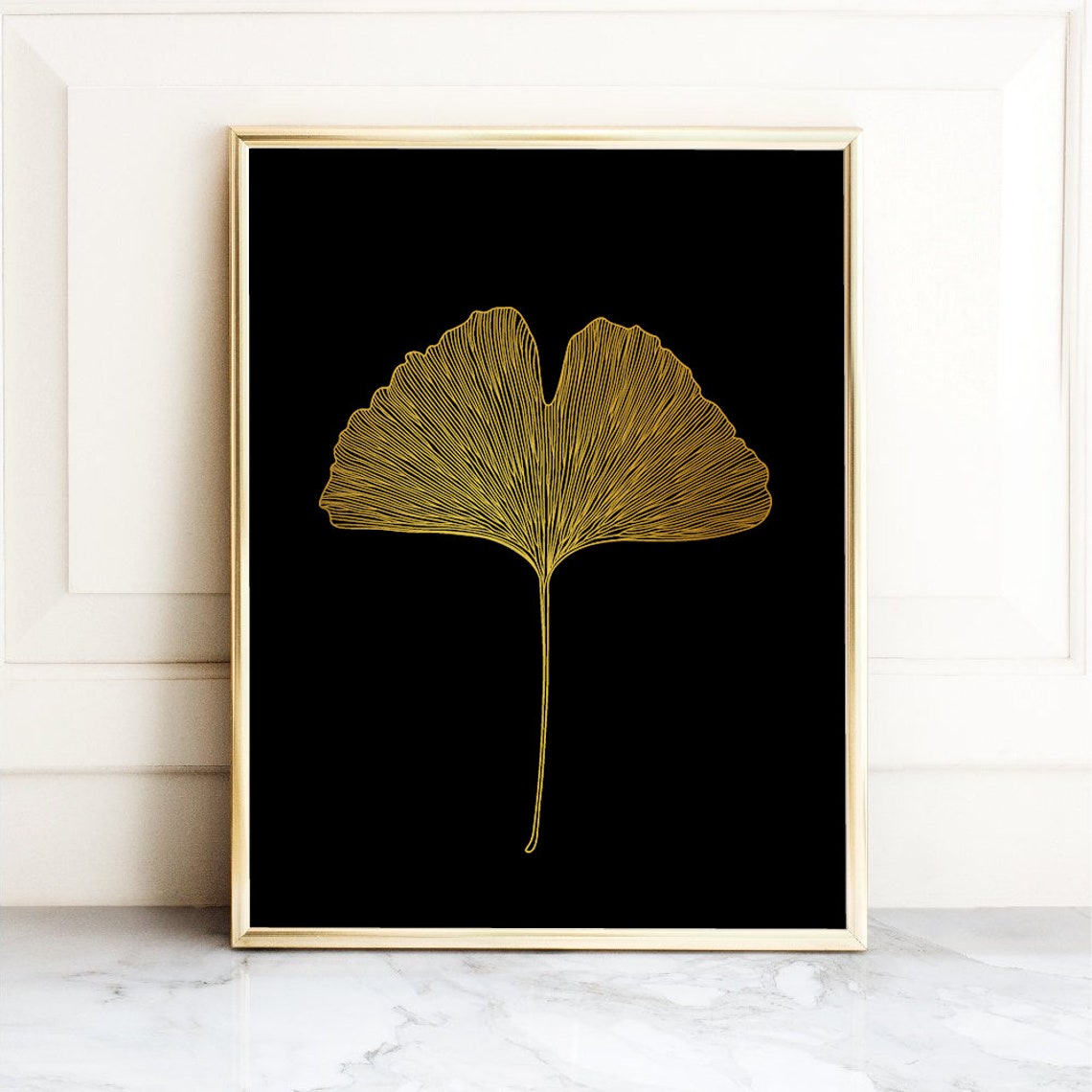 Ginkgo Leaf Gold Foil Botanical Line Art Minimalist Wall Art - Image 4