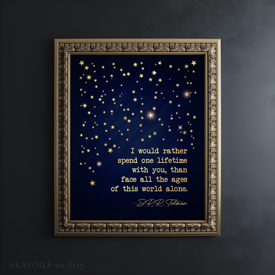 J. R. R. Tolkien Quote Art Print, Gold LotR Decor
