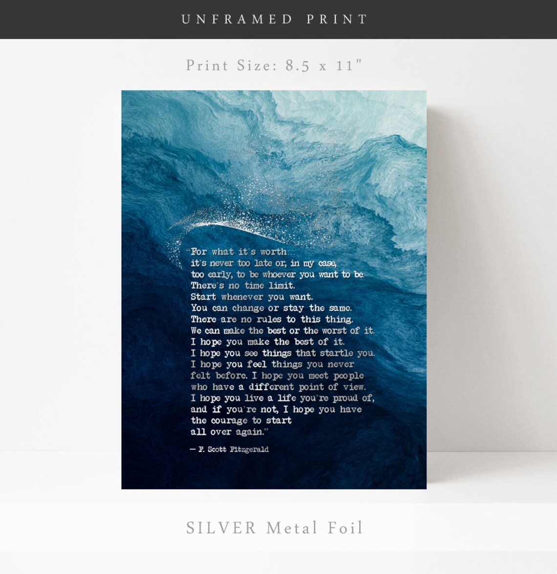 F. Scott Fitzgerald Quote Art Print, Book Lover Decor - Image 3