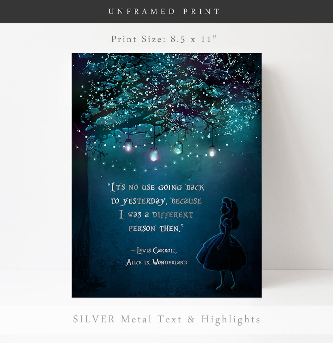 Alice In Wonderland Quote Print, Gold Classic Lit - Image 2