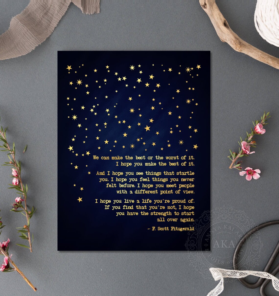 F. Scott Fitzgerald Gold Foil Quote Art Print, Gatsby - Image 4