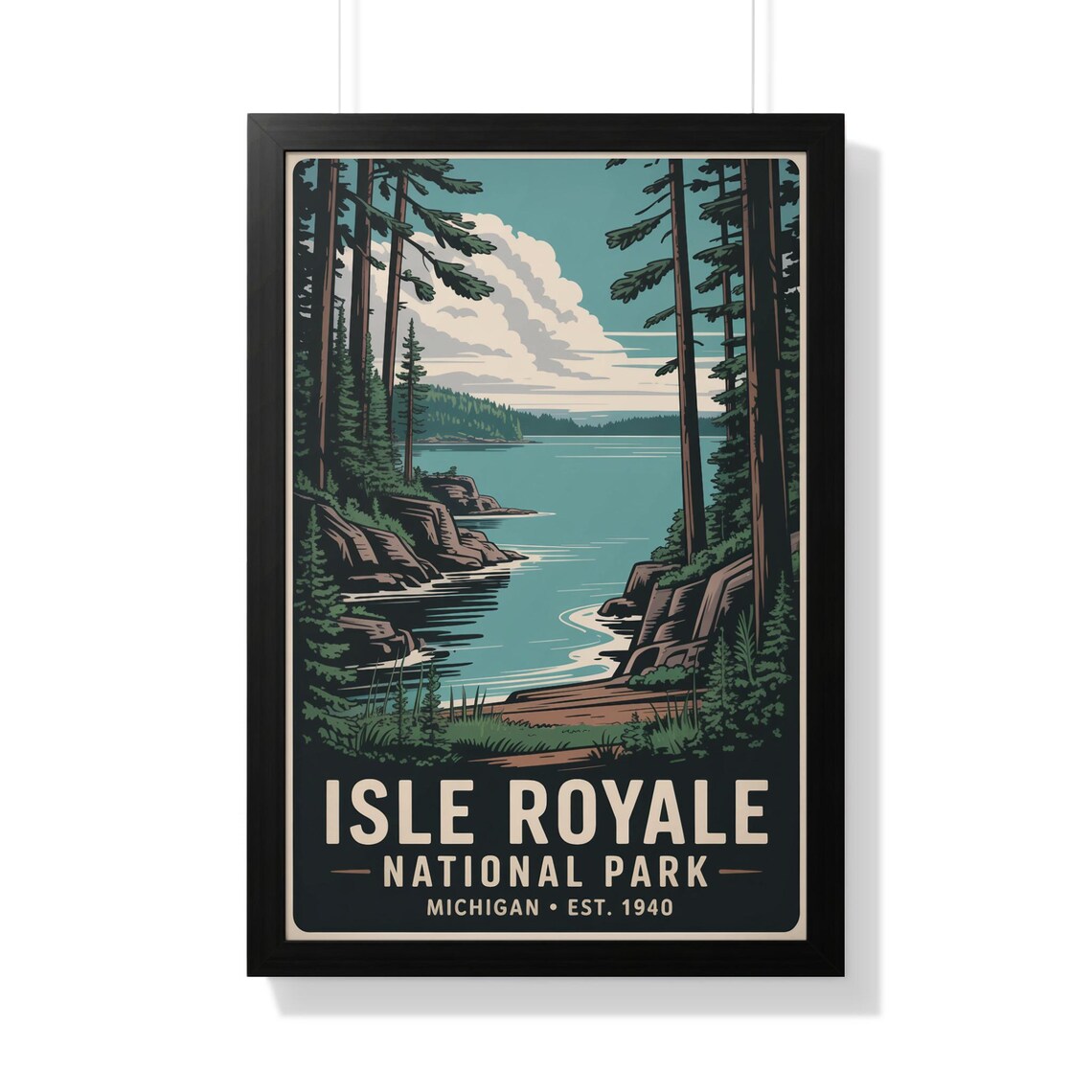 Isle Royale National Park Michigan Pine Lake Heritage Vintage Poster Art