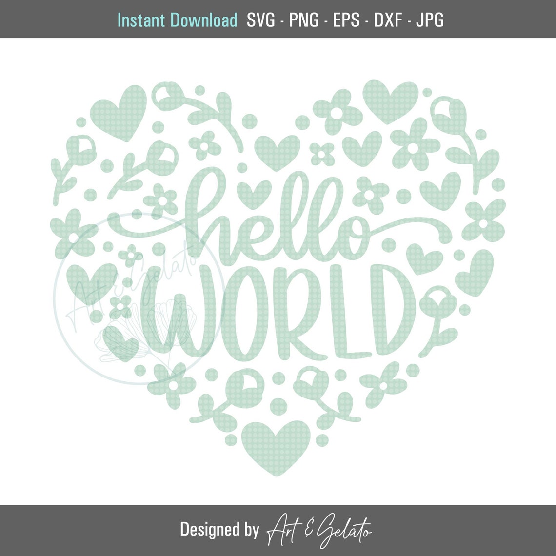 Hello World Floral Heart Svg Hello World Svg New Baby Svg Im New Here Svg Hello World Baby Onesie Svg Newborn Svg Baby First Onesie