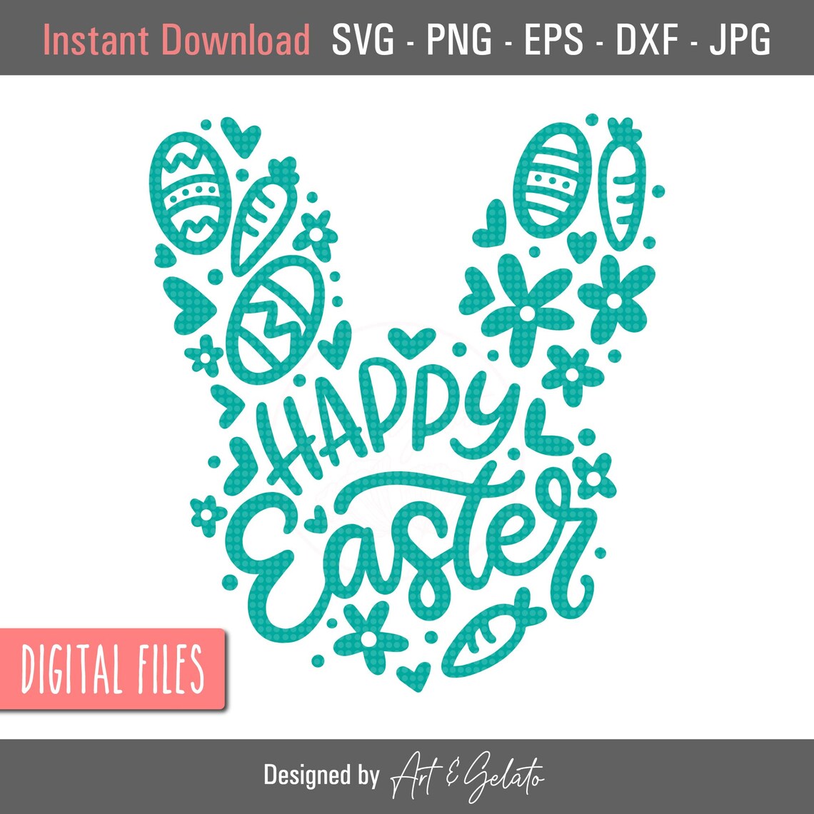 Happy Easter Bunny, Nursery Kids Easter Art Print
