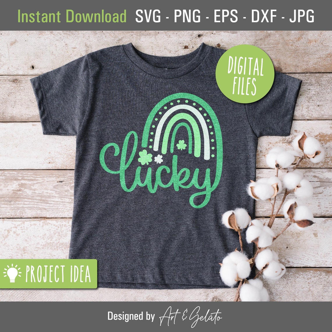 Lucky Green Boho Rainbow Shamrock St Patricks Cut File Poster - Image 2