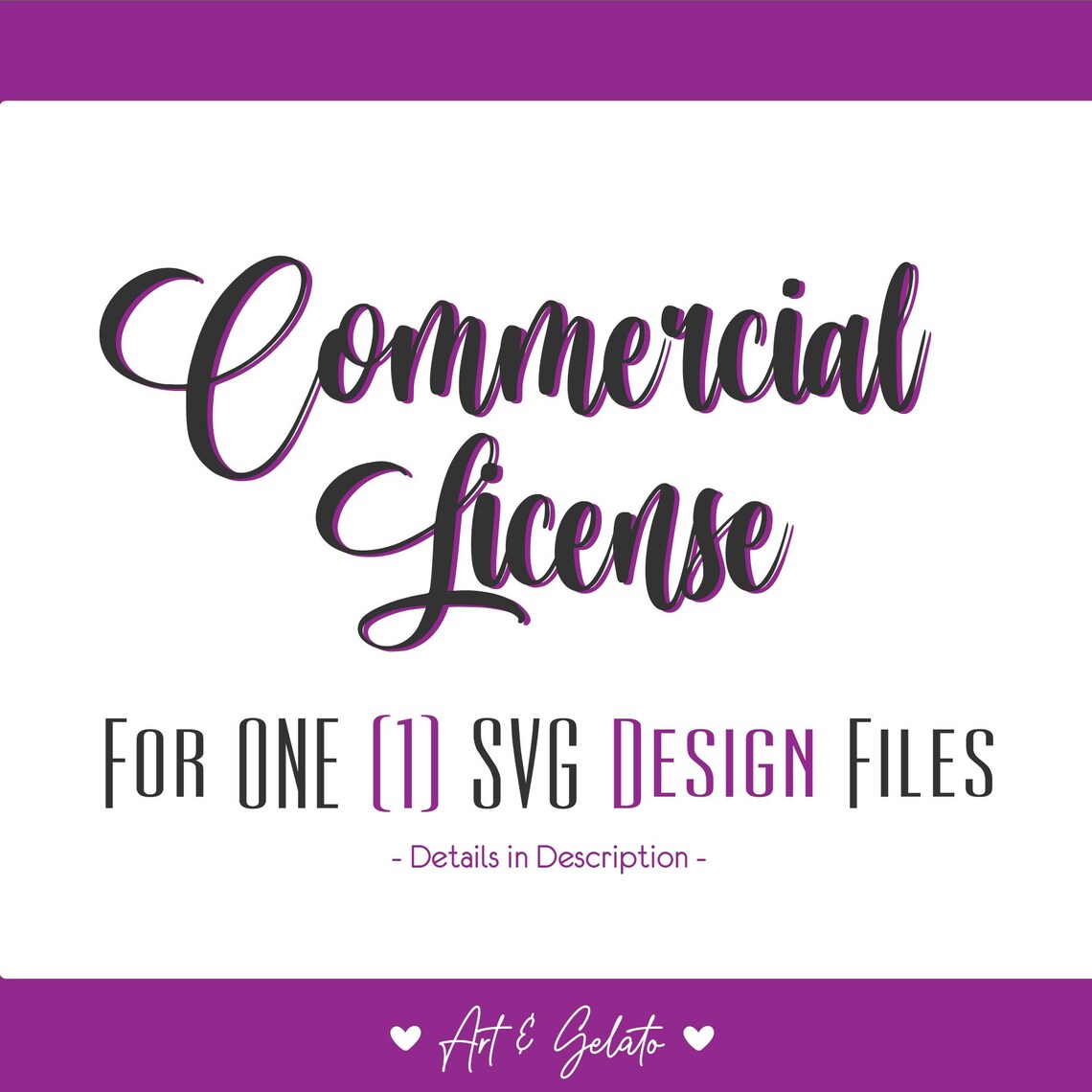 Commercial License SVG Cut File, Single File Use