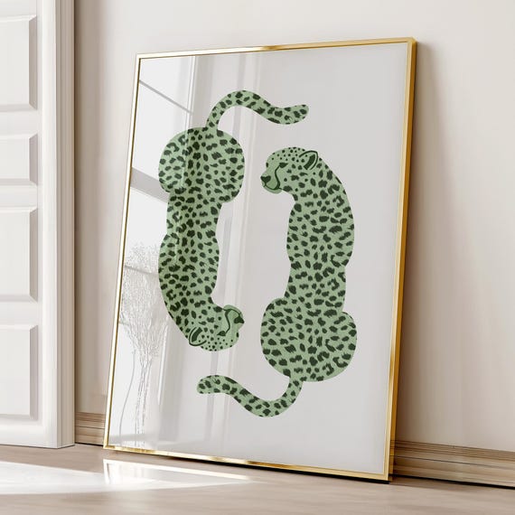 Cheetah Wall Print, Retro Leopard Art Decor