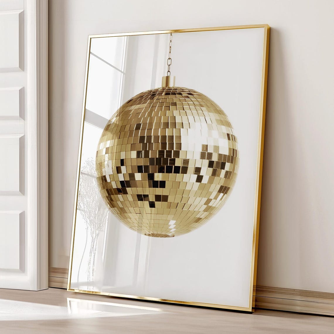 Gold Disco Ball Mirror Ball Trendy Retro Party Wall Decor Poster