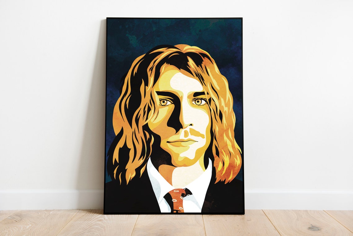 Kurt Cobain Golden Pop Art Portrait Nirvana Frontman Music Poster