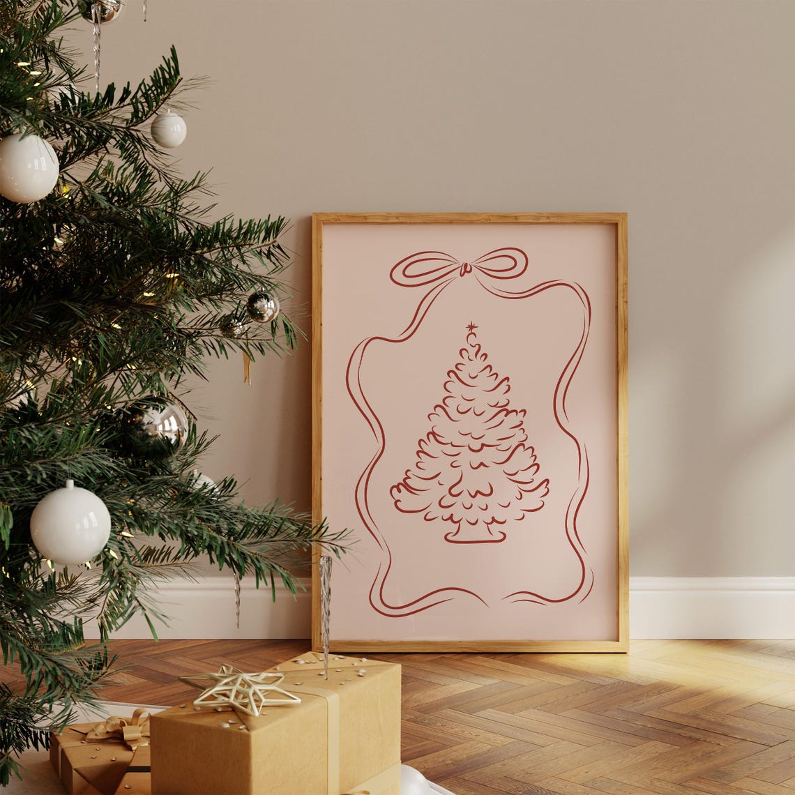 Christmas Tree Print Coquette Aesthetic Print Girly Christmas Prints Whimsy Holiday Decor Cute Holiday Wall Art - Image 6