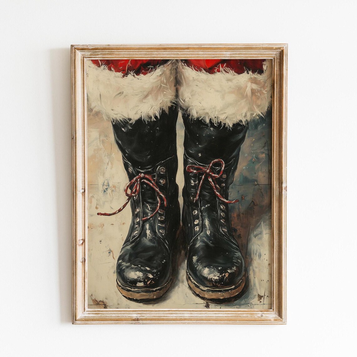 Santa Boots with Red Laces Rustic Christmas Vintage Style Poster - Image 7