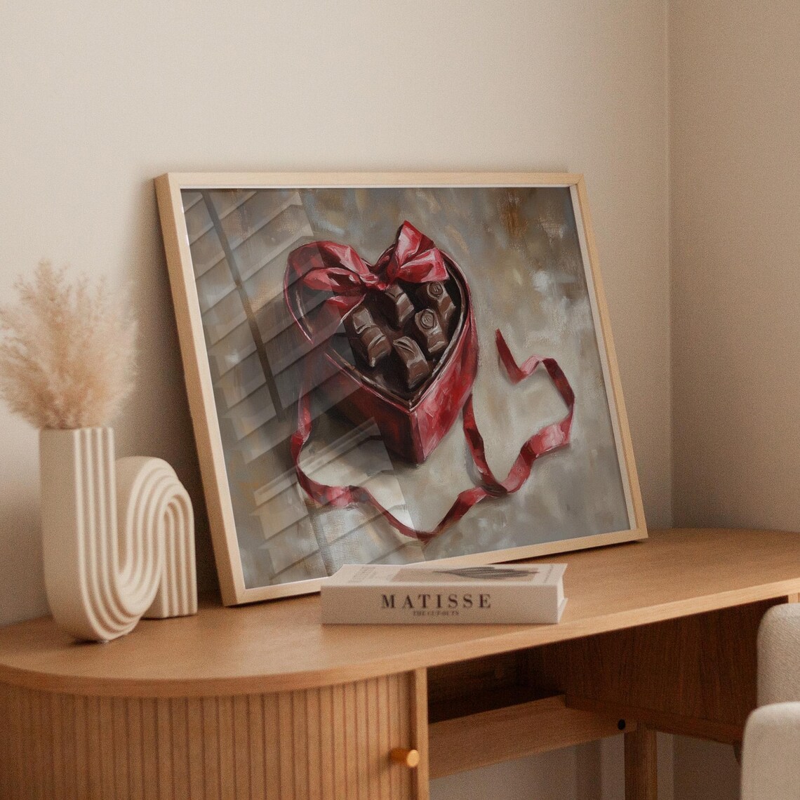 Heart Shaped Chocolate Box Red Ribbon Sweet Gift Painting Poster - Image 6