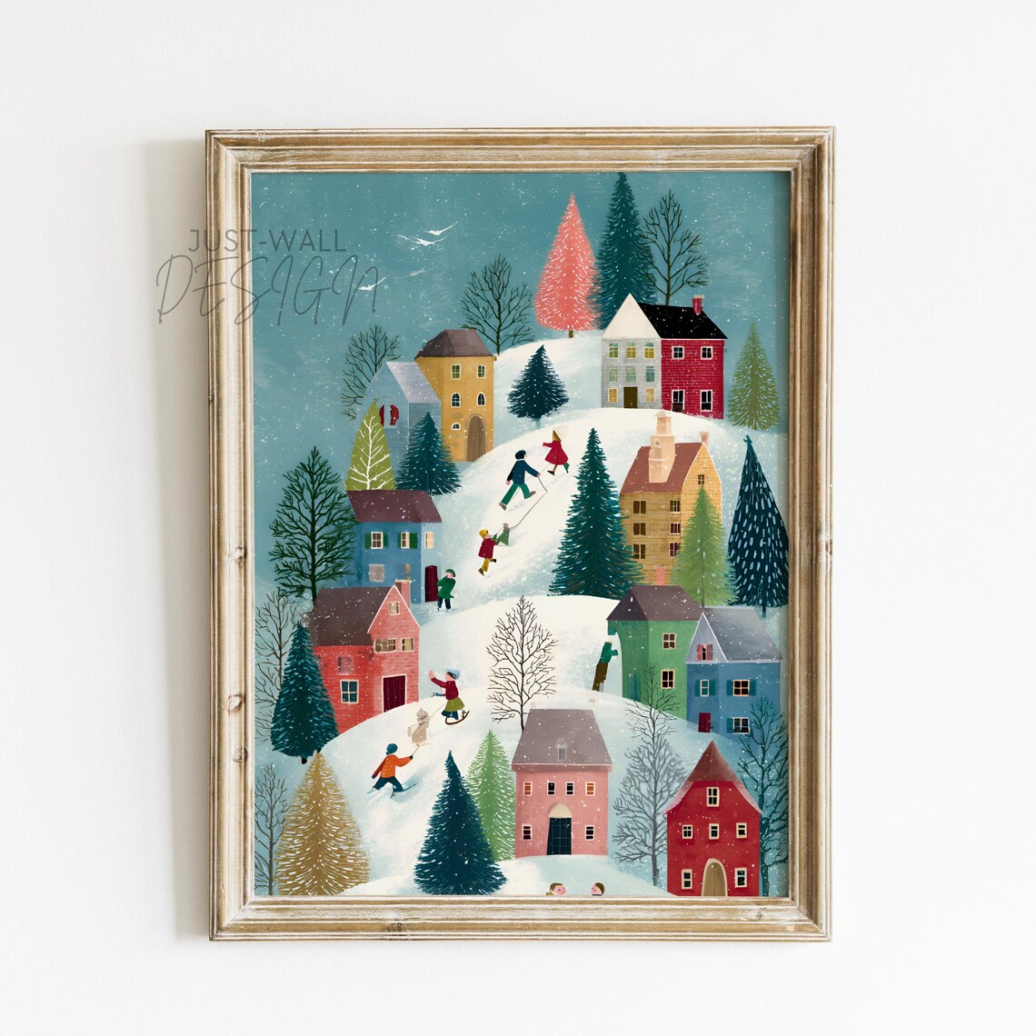 Christmas Village Vintage Holiday Decor Poster