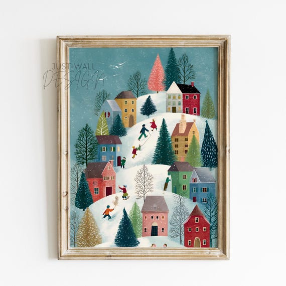 Christmas Village Vintage Holiday Decor Poster