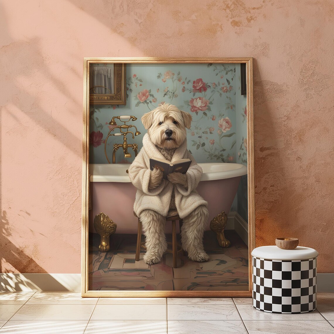 Funny Bathroom Wall Art Terrier Dog Print Prints Vintage Pet Decor Sign Signs