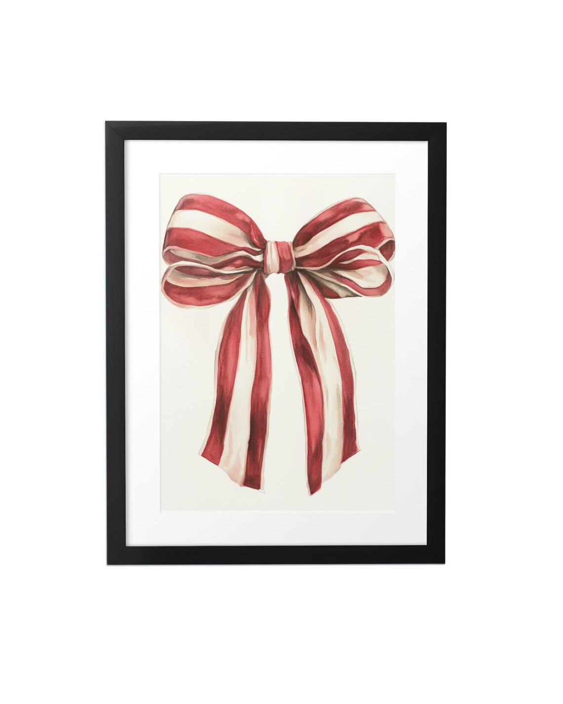 Red And Cream Striped Ribbon Bow Candy Stripe Vintage Holiday Poster