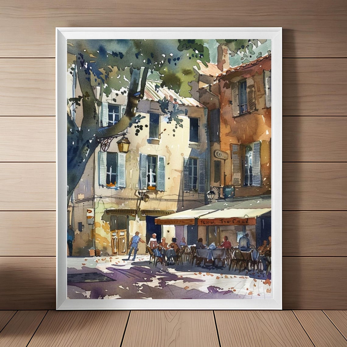 Southern France Cafe Print Aixenprovence Painting Streetscape Watercolor Art French Wall Decor Cte Dazur Travel