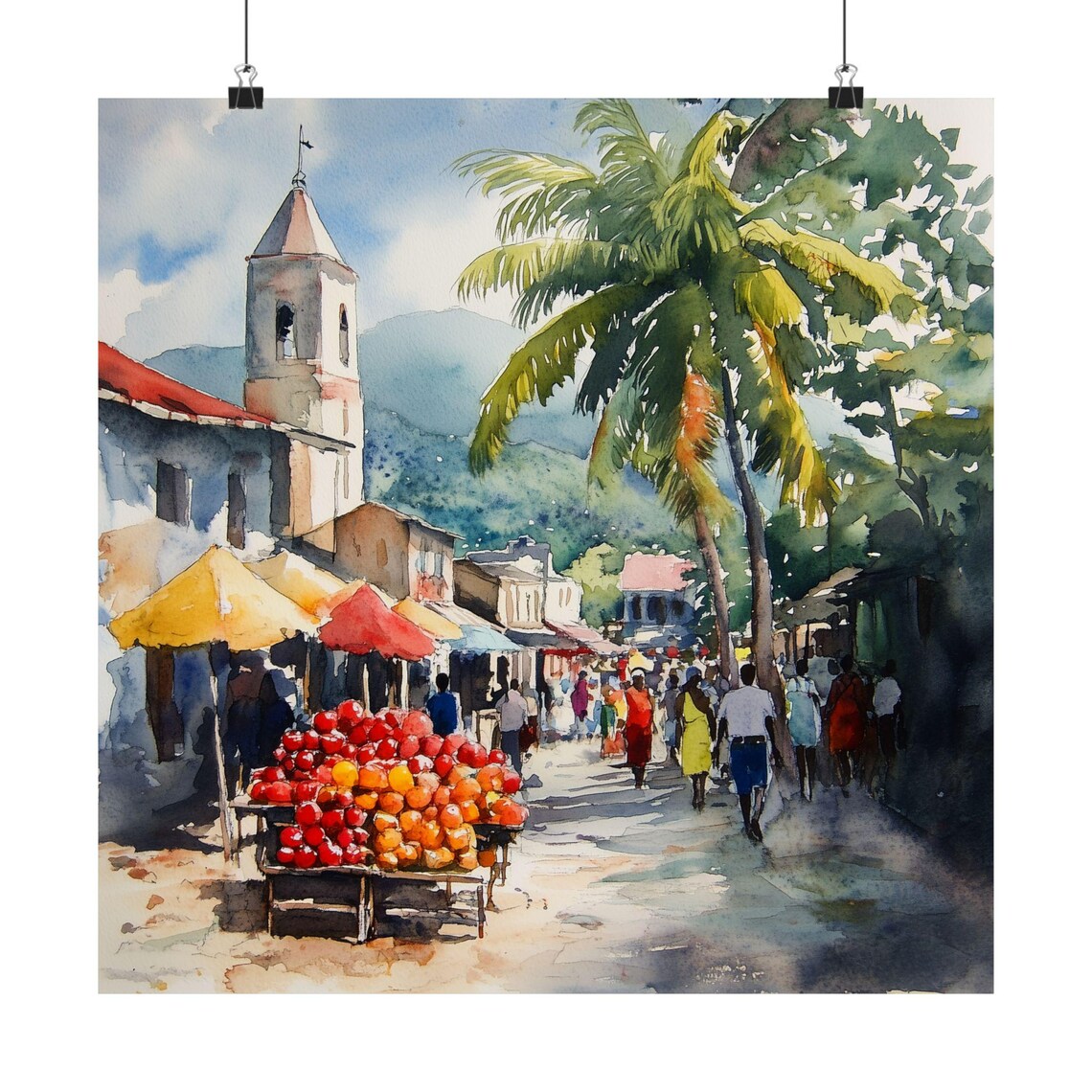 Haiti Port-au-Prince Watercolor Travel Poster