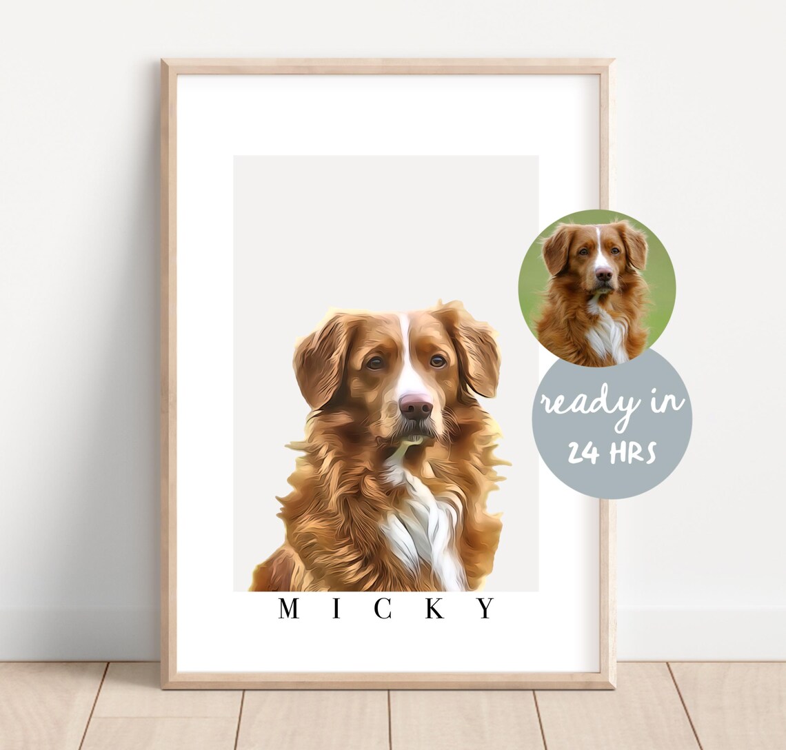 Custom Reddish Brown Dog Portrait Named Micky Minimalist Poster
