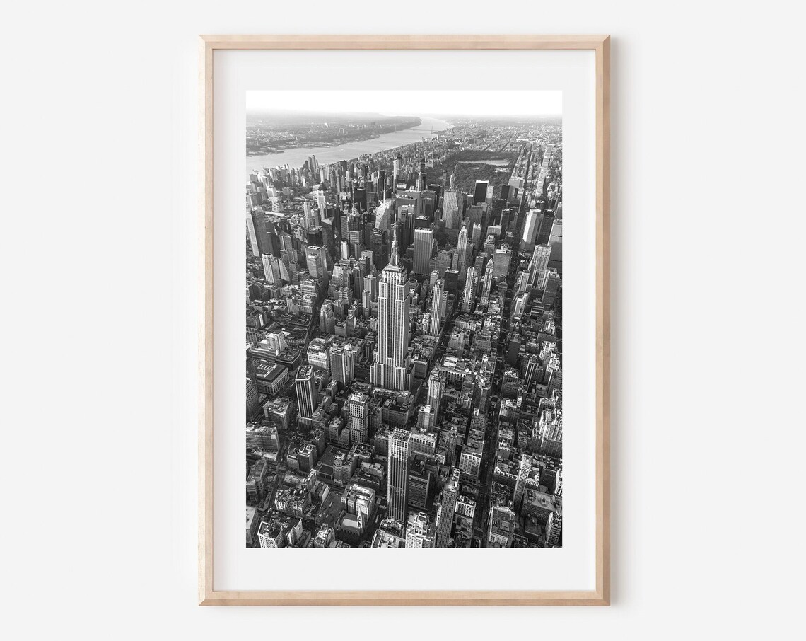 New York City Skyline Poster, Black And White Decor