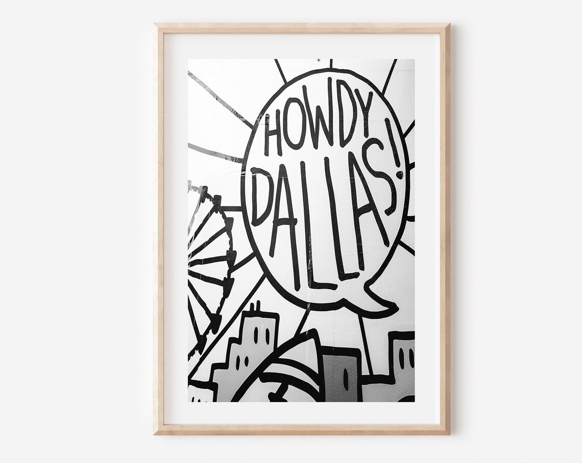 Dallas, Texas Black and White Travel Poster