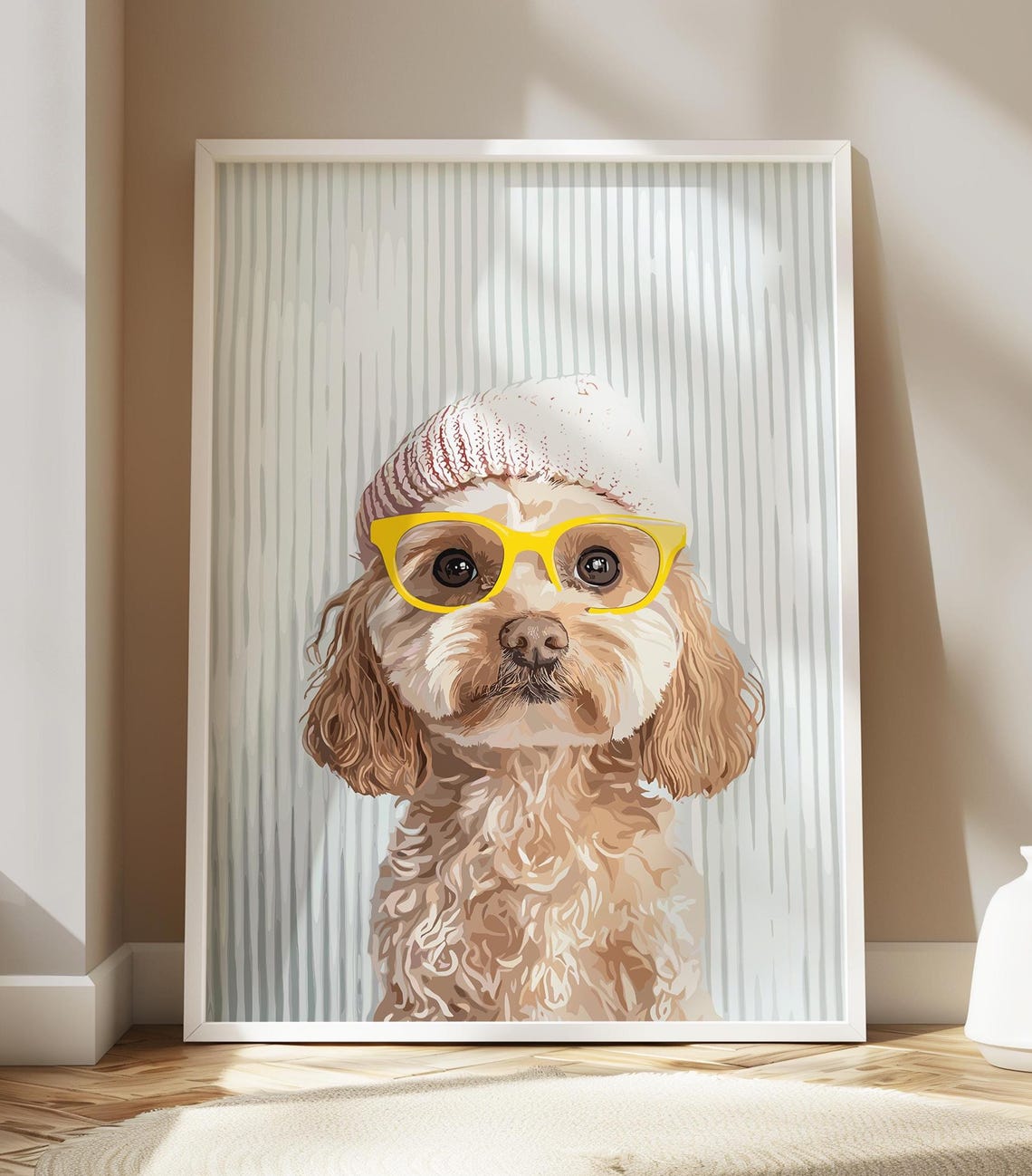 Funny Cavapoo Retro Print Dog Wall Art Decor Vintage Poster Country Farmhouse Drawing Nursery