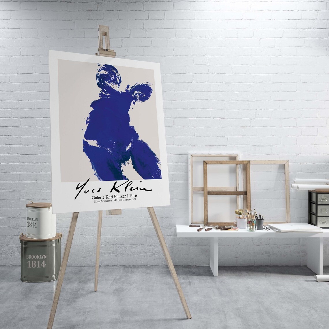 Yves Klein Blue Figure Paris Gallery Vintage Exhibition Art Poster - Image 2
