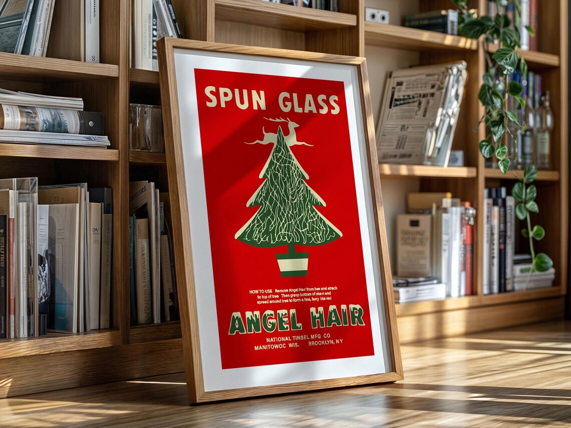 Vintage Spun Glass Angel Hair Ad Retro Christmas Tree Tinsel Poster - Image 2