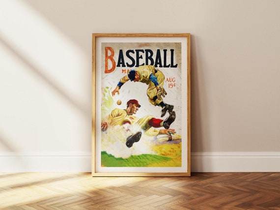 Retro Baseball Poster, Vintage Sports Fan Decor