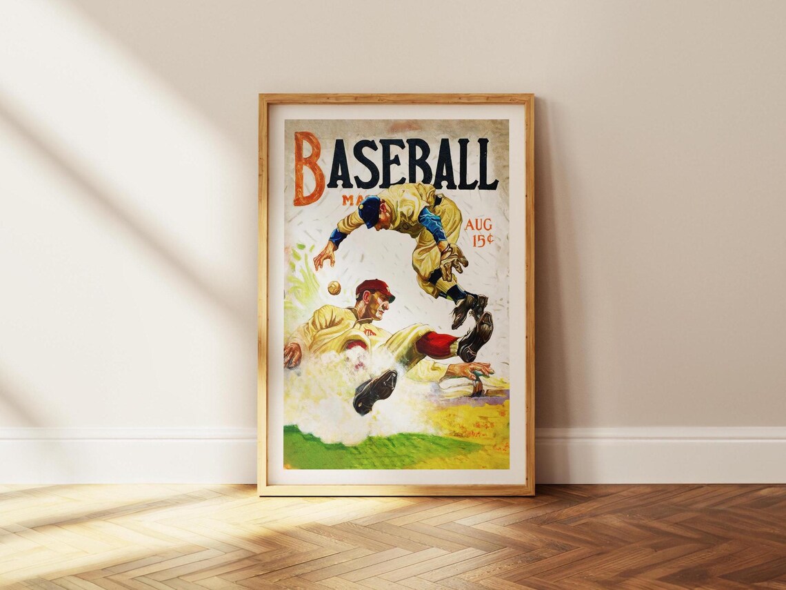 Retro Baseball Poster, Vintage Sports Fan Decor