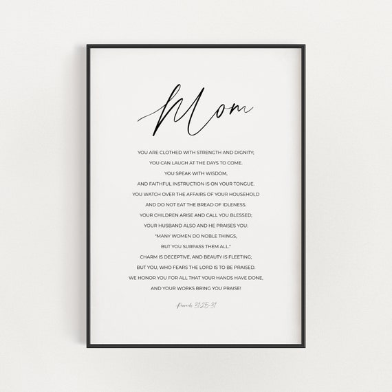 Proverbs 31:25 Personalized Mom Scripture Art Print