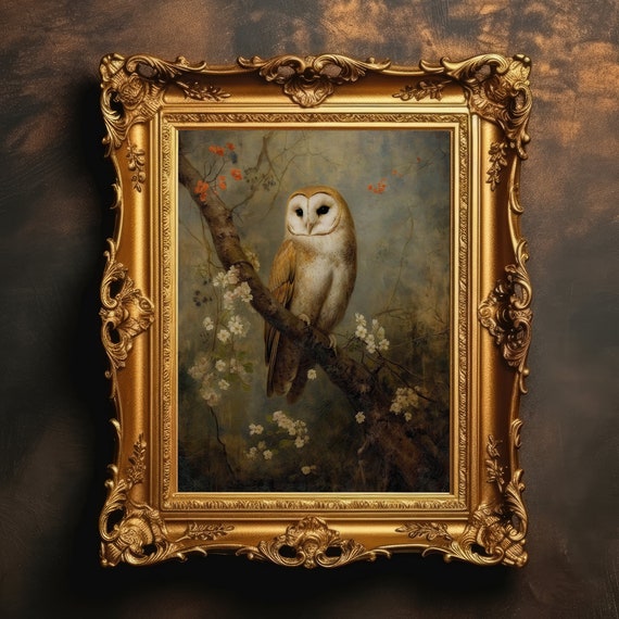 Owl Portrait Dark Academia Art Print